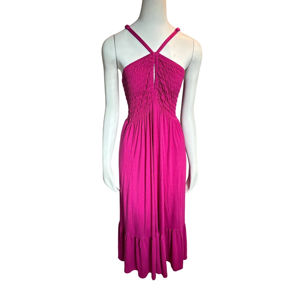Torrid Super Soft Fuchsia Red Halter Midi Dress Pockets 4X NWT